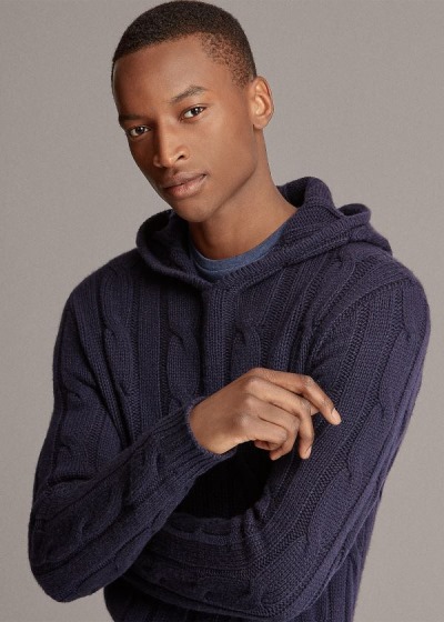 Men's Ralph Lauren Cable-Knit Cashmere Hoodies | 182479GOS